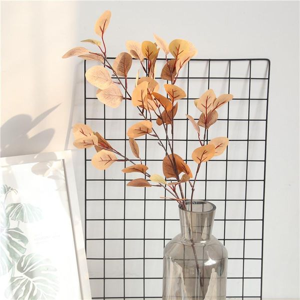 

silk ins leafs eucalyptus artificial yellow green leaves for christmas wedding party home decoration valentine's day decorative flowers