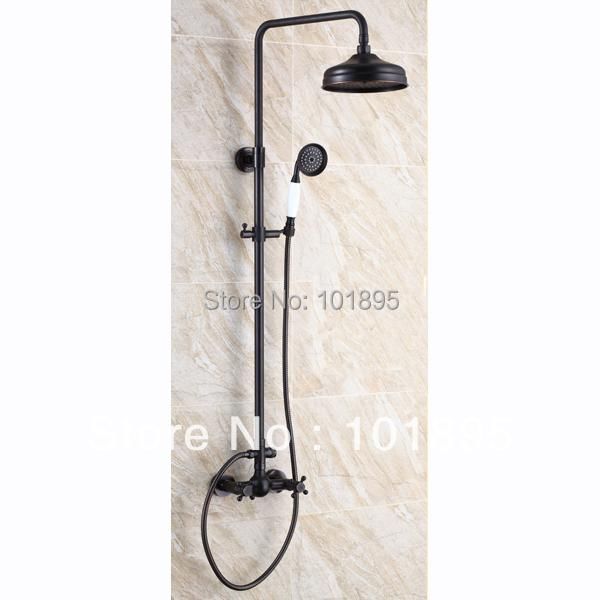 

- luxury wall mounted black color brass rainfall shower set bathroom sets