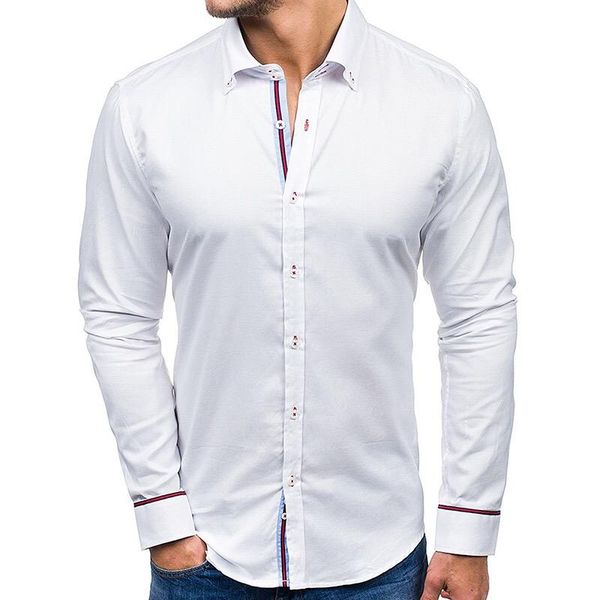 

men's casual shirts products pure color patchwork shirt urban long sleeve holiday gift professional wear fashion design, White;black