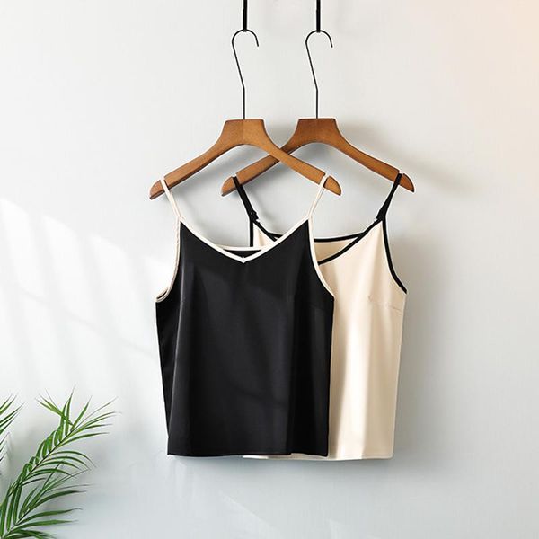 

women's tanks & camis elegant camisole office lady summer loose satin suit with bottoming sleeveless outdoor women sexy, White