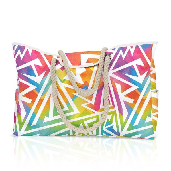 

storage bags large capacity sturdy and comfortable beach bag rope handle magnet buckle external pocket durable
