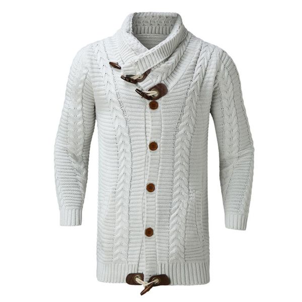 

men's sweaters telotuny 2021 autumn and winter turtleneck pullovers fashion vintage long sleeve pullover solid button sweater blouse, White;black