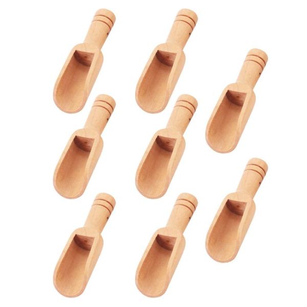 

spoons 8pcs wooden salt tea scoops mini kitchen tools (khaki)