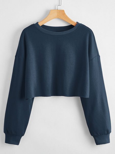 

cropped drop shoulder boxy pullover w48k#, White;black