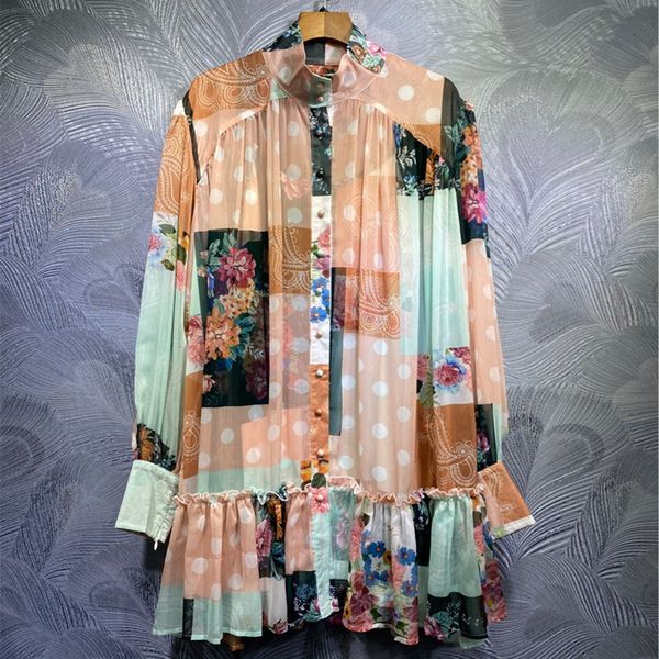 

casual dresses 2021 female chic autumn printing long sleeves designer c202, Black;gray