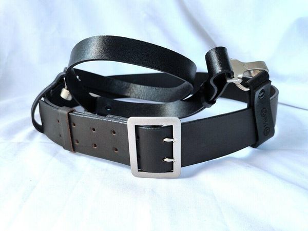 

officer double claw belt & shoulder strap black leather full set outdoor hats, Black;white