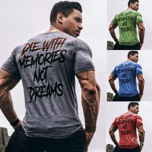 

men's t-shirts 4 colors mens t shirts summer solid color fitness t-shirt casual round neck english alphabet printing short sleeve s-3xl, White;black