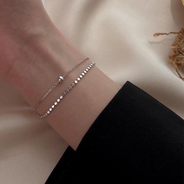

fashion temperament small bracelet personality double layer beads rose gold jewelry for women wedding party gift charm bracelets, Golden;silver