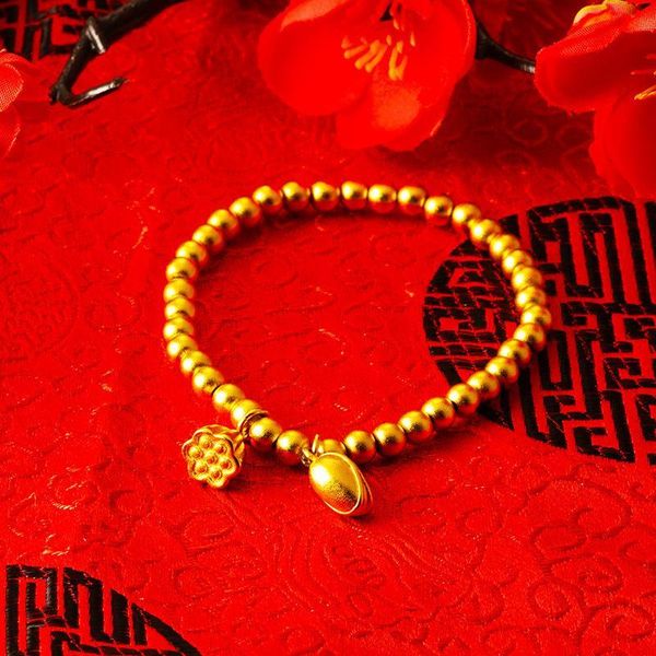 

beaded, strands real 24k gold bracelets for women 39 pcs beads engagement wedding anniversary bracelet with gift box, Black