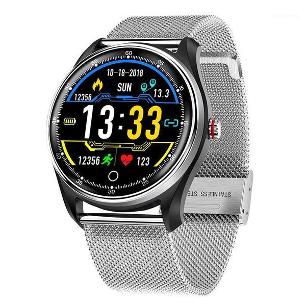 

report intelligent watches for men waterproof mens touch screen watch heart rate blood pressure monitoring wristwatches, Slivery;brown