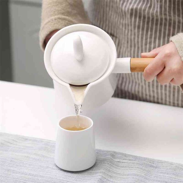Türk Seramik Alev Mocha Süt Isıtma Pot Su Isıtıcısı Kaynat Yapmak Cook Kahve Makinesi Kahvaltı Moka Uzun Bambu Kolu Barista Araçları 210408