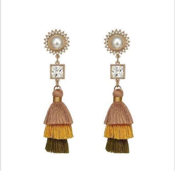 

dangle & chandelier japan and south korea sen temperament multicolor tassel earrings women factory wholesale, Silver