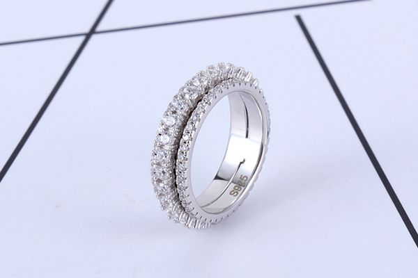 

european men and women spin rings fashion zircon couples ring mix size 6# to 9#, Silver
