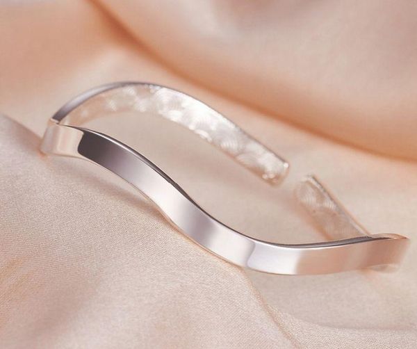 

bangle anglang fashion silver colour twists bracelet jewelry women charms cuff for gifts size adjustable, Black
