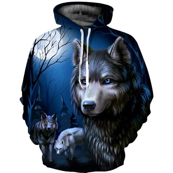 

men's hoodies & sweatshirts 2021 wolf hoodie autumn winter hip hop hoody casual brand 3d head sweatshirt dropship, Black