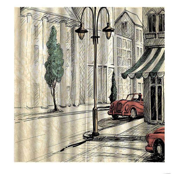 

modern simple style city buildings street scenery curtain for living room bedroom blackout window drapes decoration &