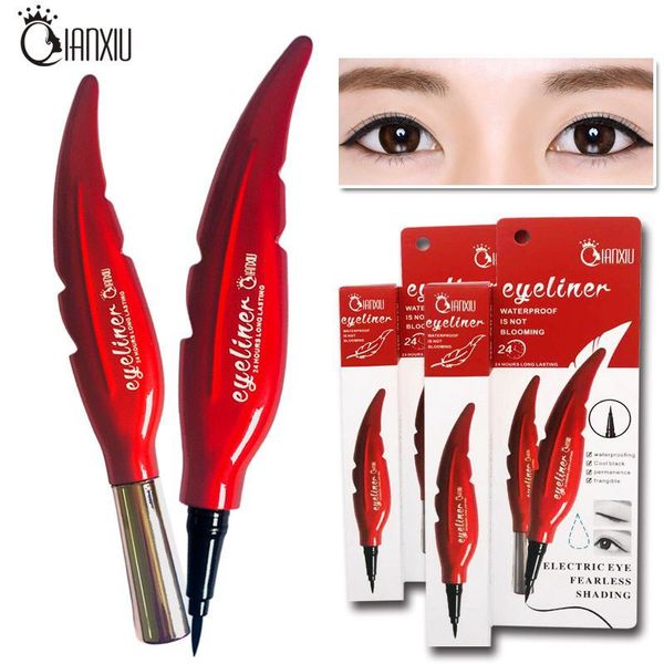 Red Feather Eyeliner Impermeabile a prova di sudore Nero Ad asciugatura rapida Thin Head Liquid Eye liner Penna adesiva per eyeliner per trucco