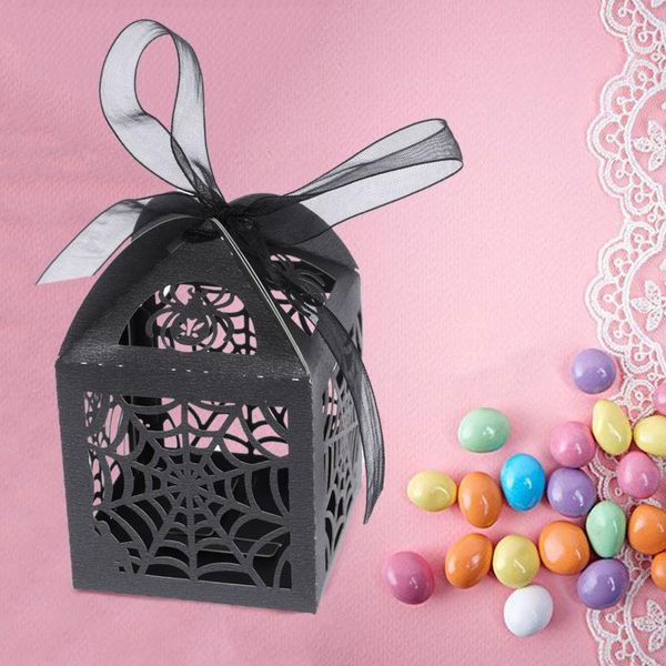 

gift wrap 50pcs hollow die-cut favor boxes wedding candy (black)