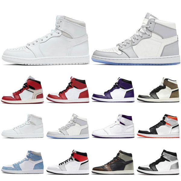

fashion basketball shoes 1s 1 for men women chicago court purple dark mocha neutral grey og electro orange patina silver toe banned barely r