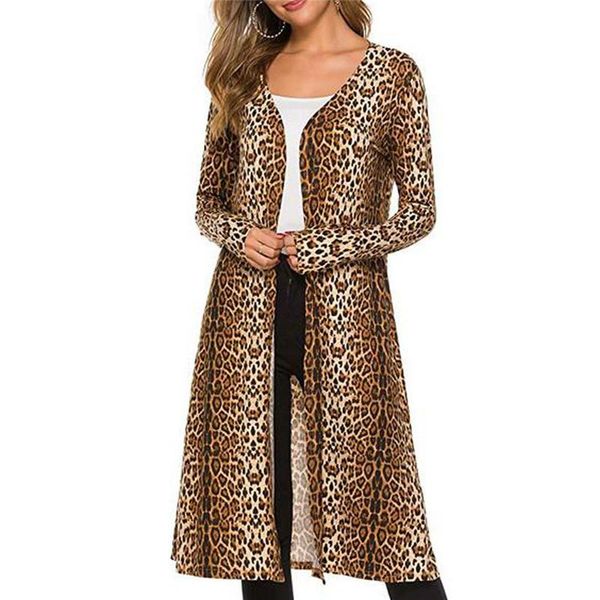 

women's jackets womens long sleeve loose cardigan leopard kimono coat jacket outwear shawl camouflage n17, Black;brown