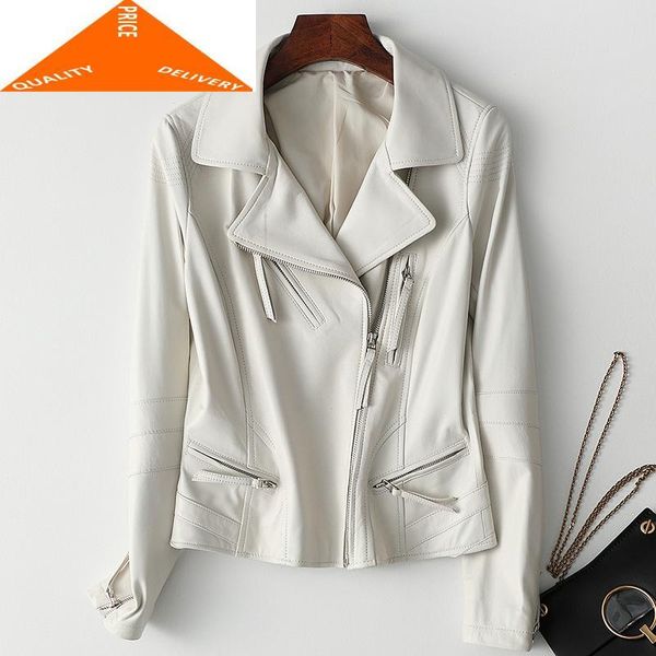 

women's leather & faux sheepskin coat natural female autumn spring coats korean streetwear genuine jacket women real jackets t09, Black