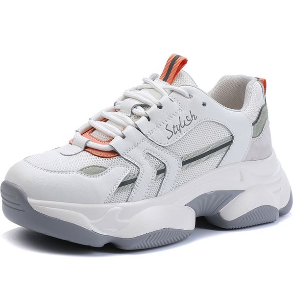 

Spring Sneakers Women Thick Bottom Girl Daddy Shoes Thick Bottom Round Toe Breathing Leisure Female Casual Vulcanize Shoes, Green