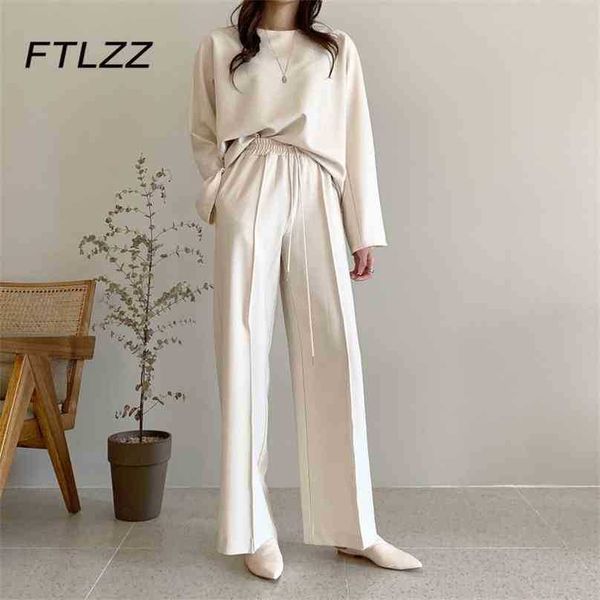 

woman tracksuits fashion oversize straight pants outfits spring autumn women two piece sets streetwear suits fall clothing 210525, White