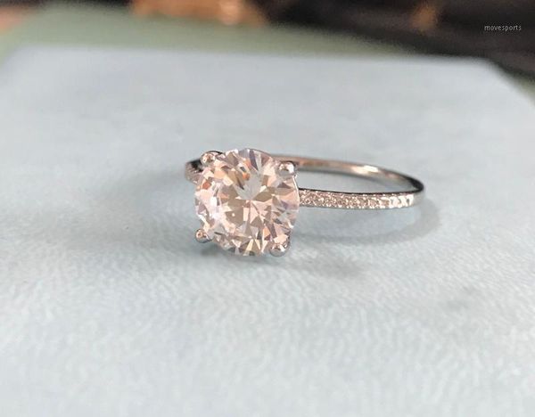 

cluster rings fashion luxury 925 sterling silver ring solitaire 3ct zirconia diamond wedding band gift jewelry for women1, Golden;silver