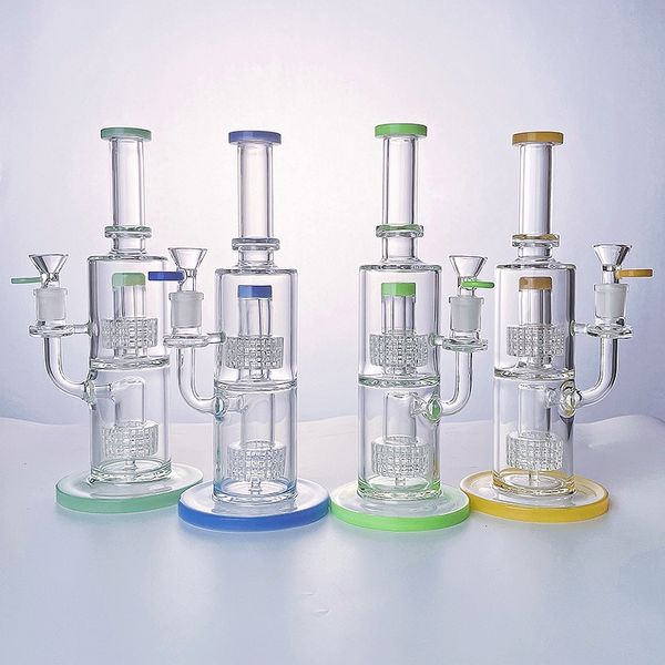 11-Zoll-Wasserpfeifen, dicke Glasbongs, Vogelkäfig-Perkolator-Wasserpfeifen, Doppel-Stereo-Matrix-Perc-Öl-Dab-Rigs, 14-mm-Verbindung mit Schüssel