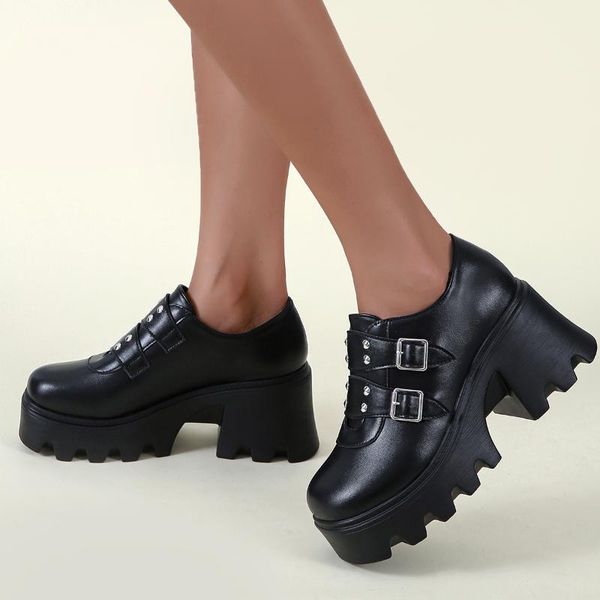 

dress shoes 2021 spring autumn casual high-heeled ruslana korshunova thick heels platform pumps black woman