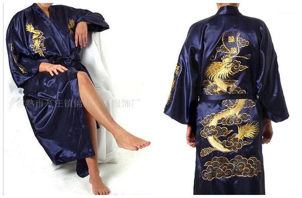 

wholesale-chinese men's silk/satin bathrobe robe/gown  l xl xxl, Black;brown