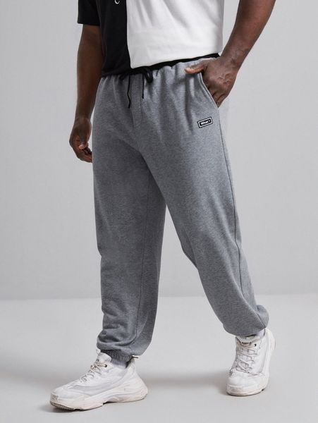 

extended sizes men letter patched sweatpants f3xi#, Black
