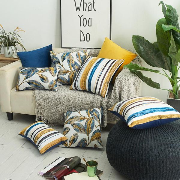 

cushion/decorative pillow sofa hugging cover without core leaf stripe cushion nordic style decorative