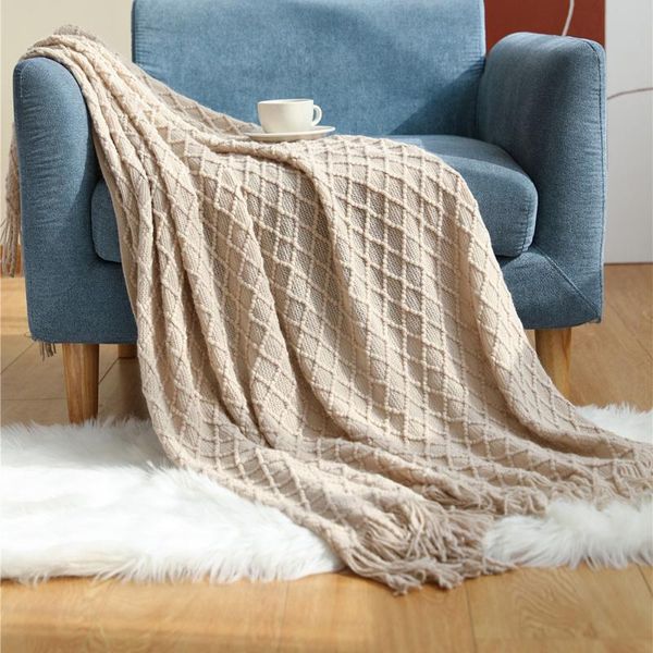 

blankets textile city faux cashmere sofa blanket cover nordic style knit plaid throw tassels bedspread golden for spring summer