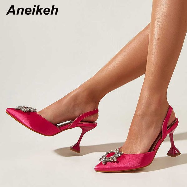 

famous brand designer pu fashion metal decoratio pointed toe slingbacks spike heels pumps shoes for women spring/autumn slip-on 2022 new par, Black