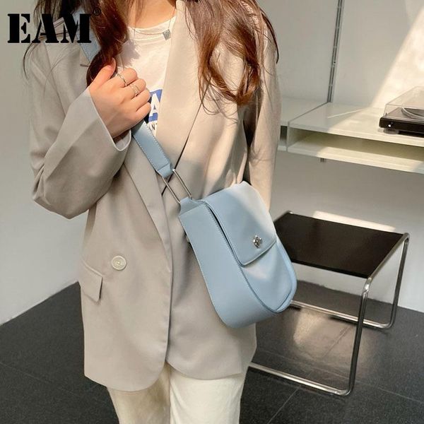 

evening bags [eam] women simple beige casual pu leather flap personality all-match crossbody shoulder bag fashion tide 2021 18a3961