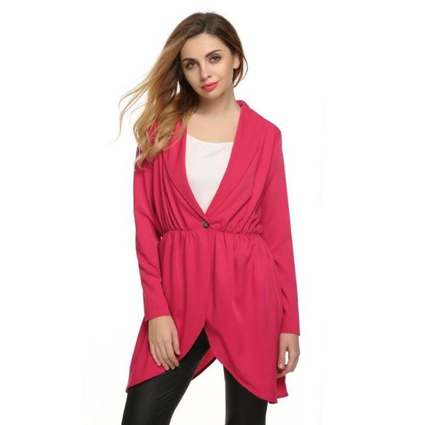 

women's trench coats stylish women's fitted dip hem peplum style blazer casual office solid hip length formal long sleeve, Tan;black