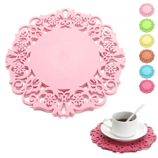 

mats & pads 4pcs silicone rose flower kitchen dining table decortion heat insulation resistant mat pad cup holder placemat