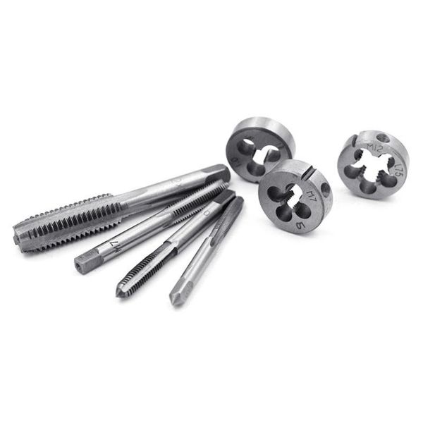 

hand tools 12pcs tap die set m3-m12 screw thread metric taps wrench dies diy kit threading alloy metal with bag