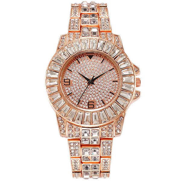 

iced out es luxury gold diamond for women jewelry watch reloj mujer, Slivery;brown