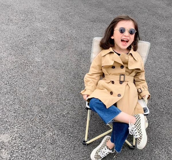 

coat retail 2021 baby girls fall fashion solid coat, princess kids elegant outwear 1-7t, Blue;gray