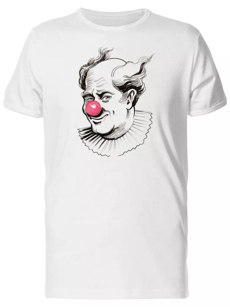 

smiling clown vintage sketch men's tee -image by shutterstock, White;black