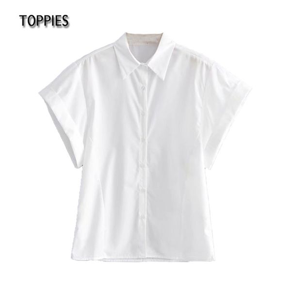 

white wide shoulder shirts short sleeve women turn down collar blouses 210421