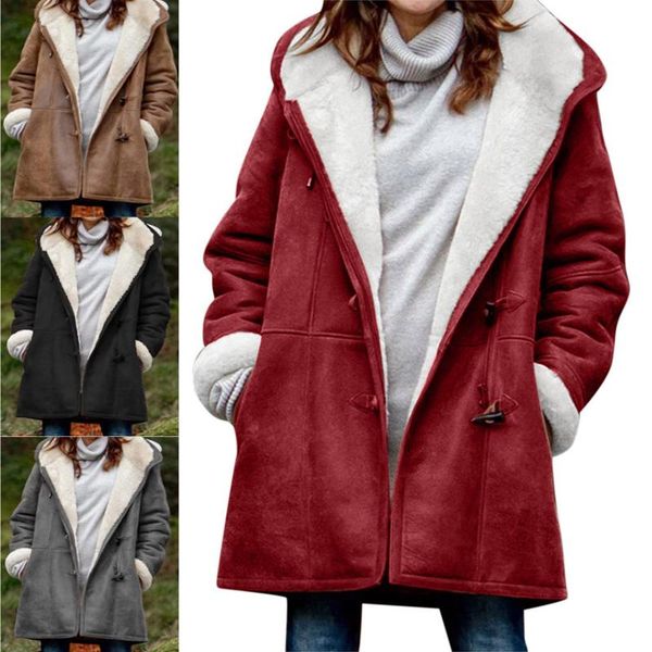 

women's winter warm coats lightweight hooded thicken long jackets with horn button dsa1 down & parkas, Black