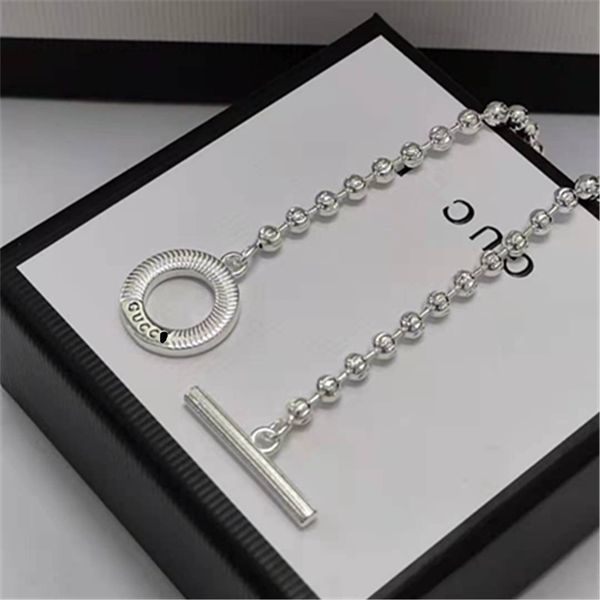 

new 925 silver flower carved woven button bead necklace for men and women