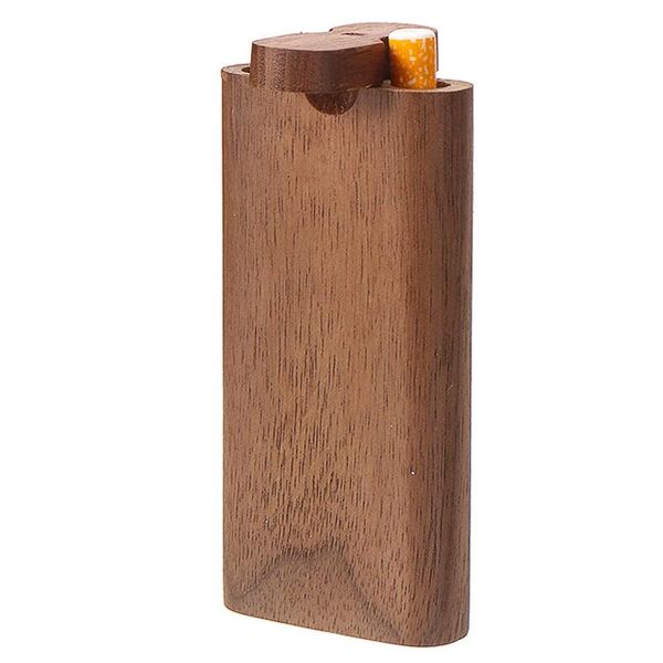 Portable Wood Smoke Tabacco Matching Glass One Hitter Pipes Piroga Scatola con coperchio rotante magnetico Portasigarette Piroghe