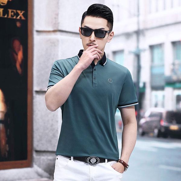 

summer striped menpolo shirt men contrast color polos homme soft material classical design men's, White;black