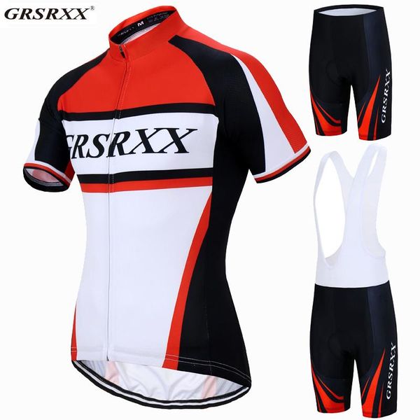 

racing sets grsrxx cycling jersey set mtb mountain bike uniform men's shirt quick-dry 2021 summer sportswear, Black;blue