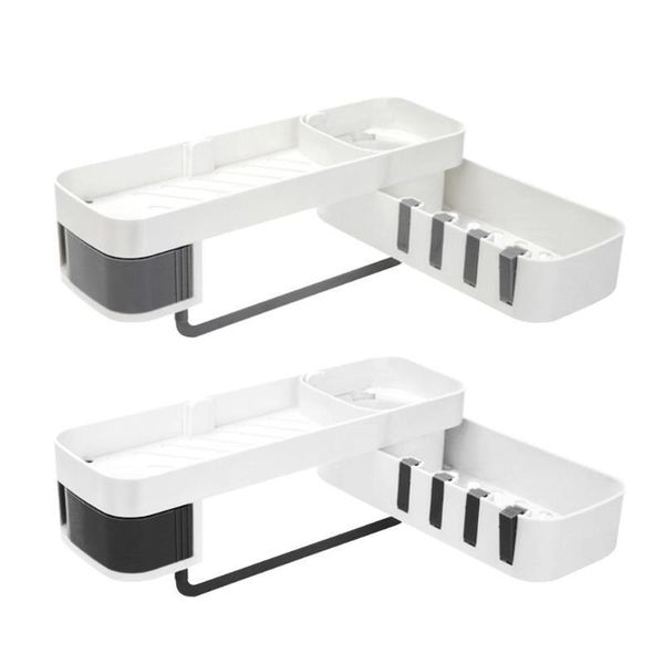 

bathroom storage & organization corner shelves hollow carving shower trays adhesive wall holder shampoo home kitchen organizer