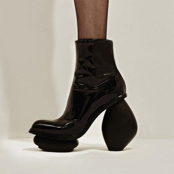 

boots black women autumn winter round toe lace up shoes woman fashion motorcycle platform